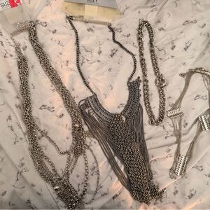 Elegant Costume Jewelry Set – Silver-Tone – As Is